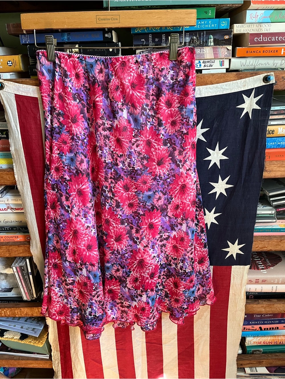 VTG Y2K Notations Pink/Purple Floral Ruffled hem Midi Slip Skirt Festival Fairy
